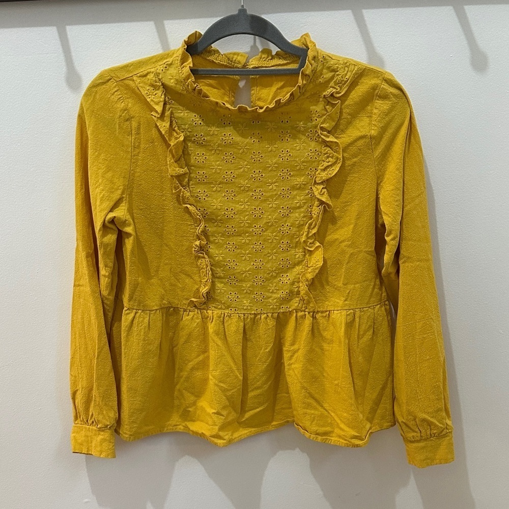 SHEIN Long Sleeve Yellow Blouse